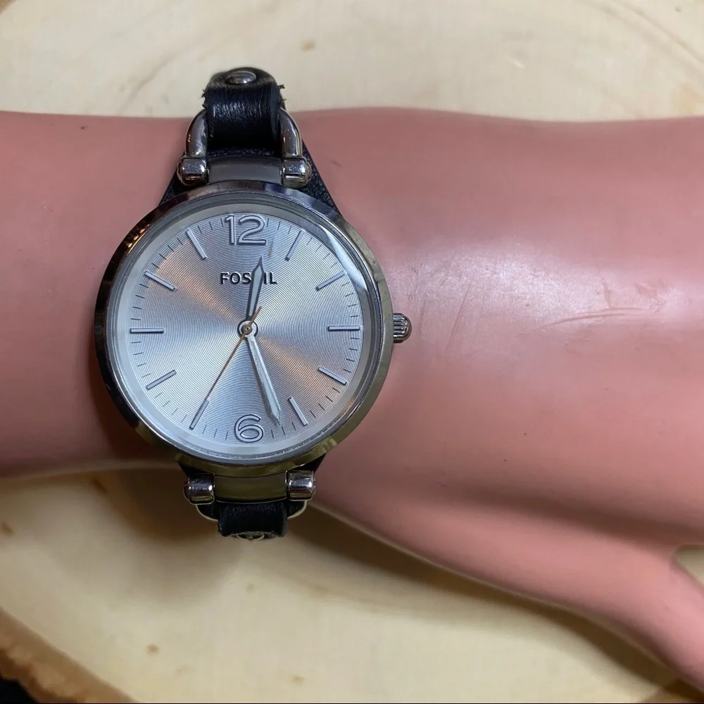 Fossil‎ Georgia black leather watch ES3199